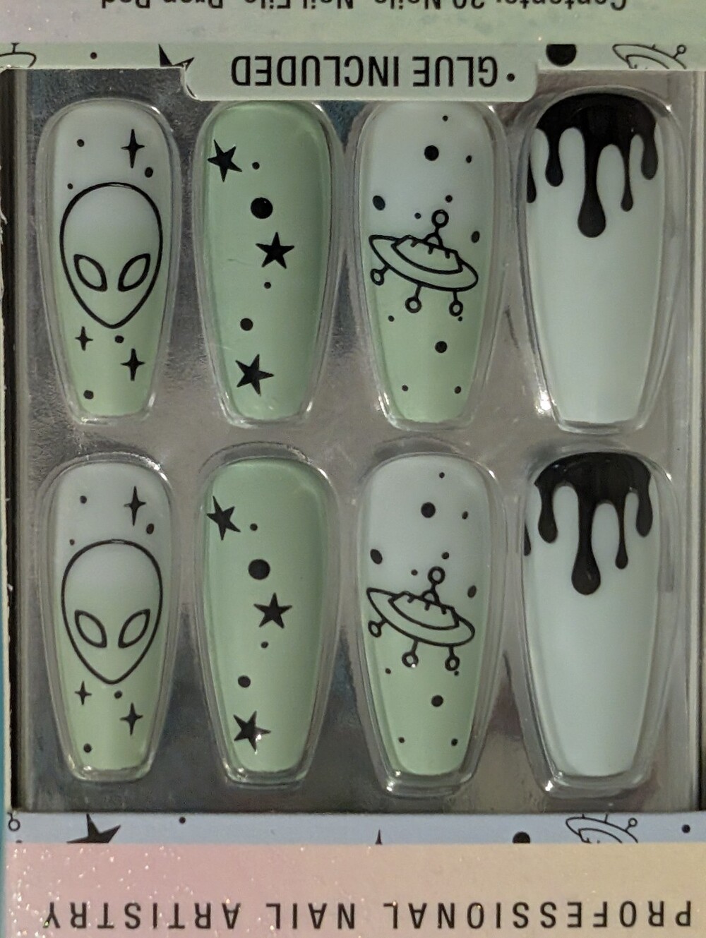 Alien UFO Drip Press On Nails by Salon Perfect